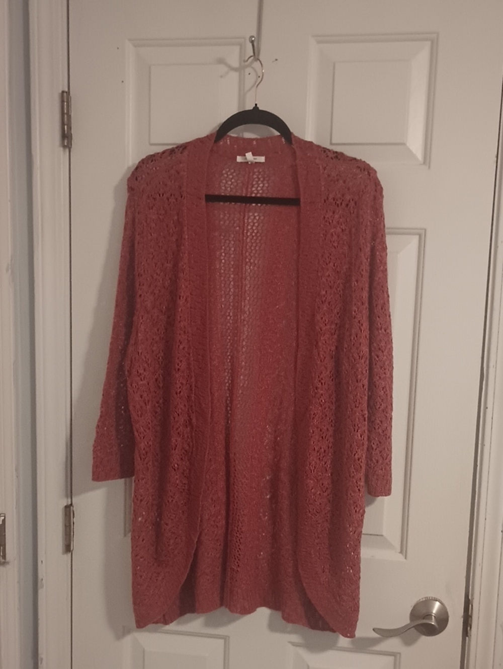 Maurices Open-Front Crochet Cardigan - Rust